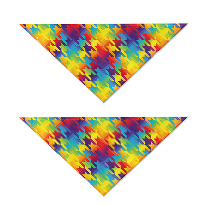 Rainbow Houndstooth Pattern Print Dog Bandana