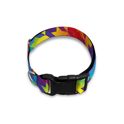 Rainbow Houndstooth Pattern Print Dog Collar