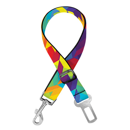 Rainbow Houndstooth Pattern Print Dog Seat Belt