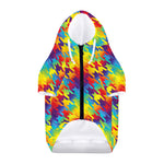 Rainbow Houndstooth Pattern Print Dog Zip Up Hoodie