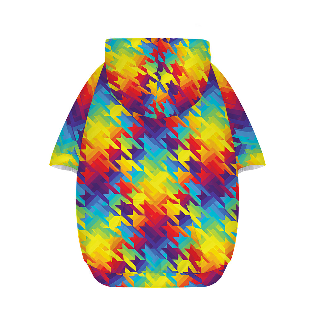 Rainbow Houndstooth Pattern Print Dog Zip Up Hoodie