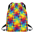 Rainbow Houndstooth Pattern Print Drawstring Backpack