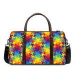 Rainbow Houndstooth Pattern Print Duffle Bag