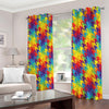 Rainbow Houndstooth Pattern Print Extra Wide Grommet Curtains