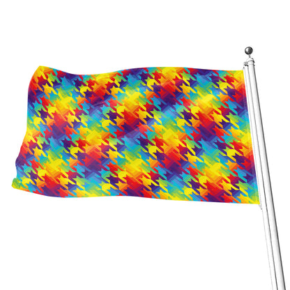 Rainbow Houndstooth Pattern Print Flag
