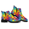 Rainbow Houndstooth Pattern Print Flat Ankle Boots