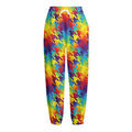 Rainbow Houndstooth Pattern Print Fleece Lined Knit Pants