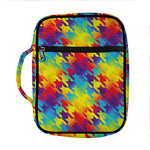 Rainbow Houndstooth Pattern Print Front Pocket Bible Bag