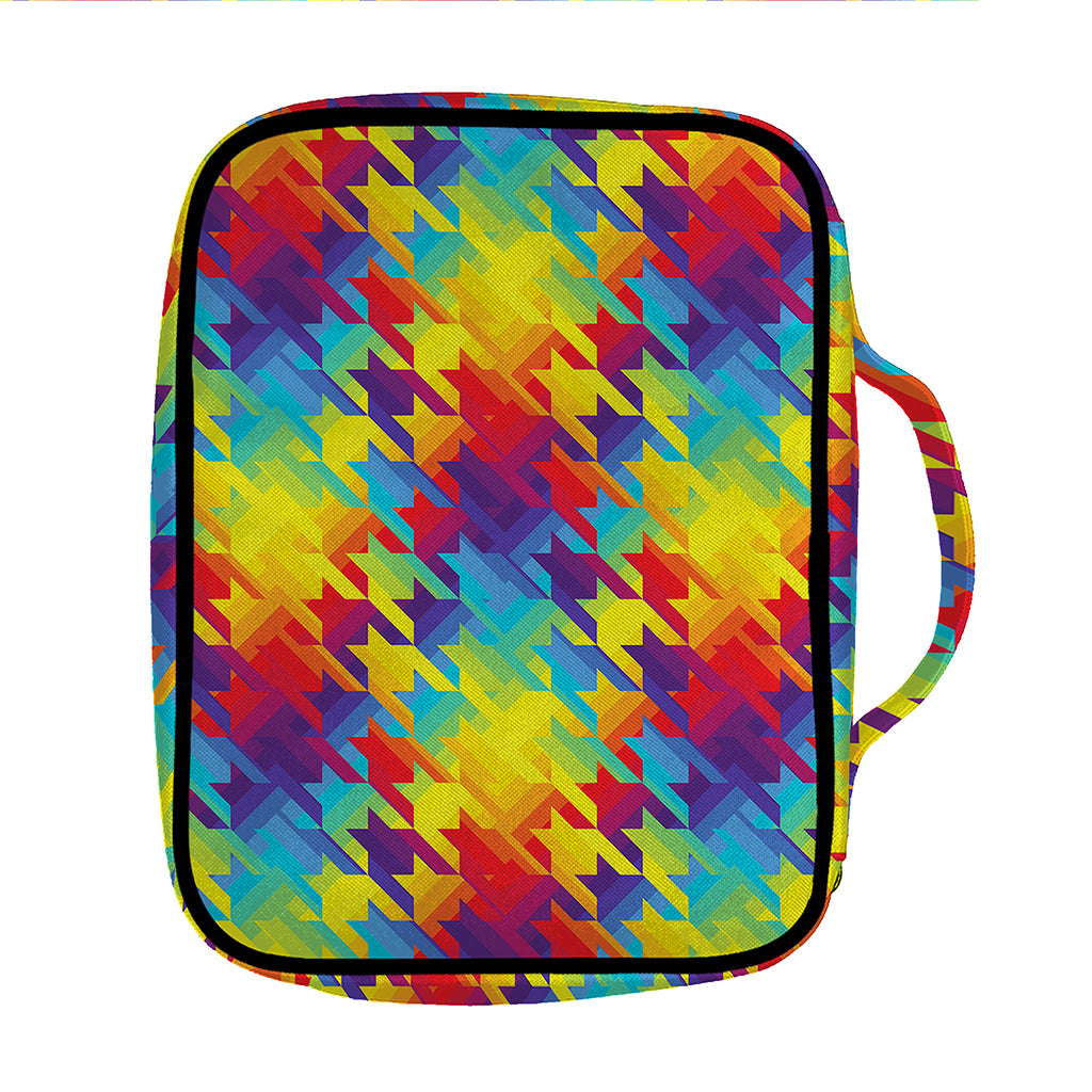 Rainbow Houndstooth Pattern Print Front Pocket Bible Bag