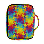 Rainbow Houndstooth Pattern Print Front Pocket Bible Bag