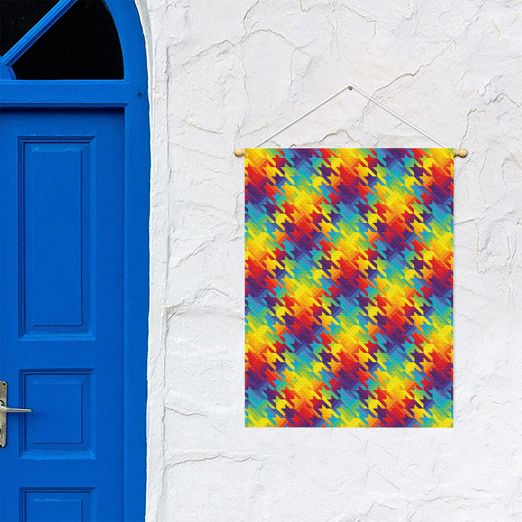 Rainbow Houndstooth Pattern Print Garden Flag