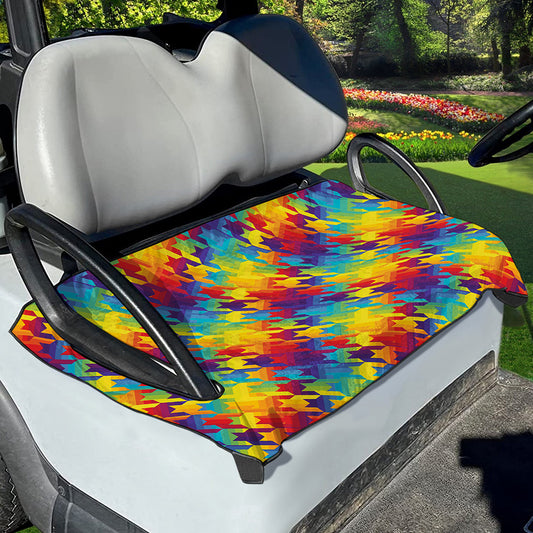 Rainbow Houndstooth Pattern Print Golf Cart Seat Cover