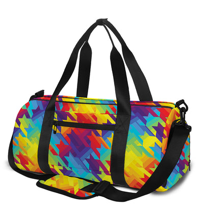 Rainbow Houndstooth Pattern Print Gym Bag
