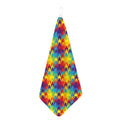 Rainbow Houndstooth Pattern Print Hand Towel