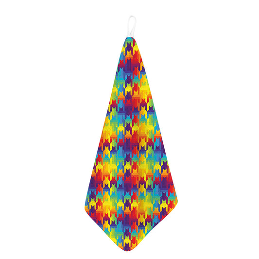 Rainbow Houndstooth Pattern Print Hand Towel