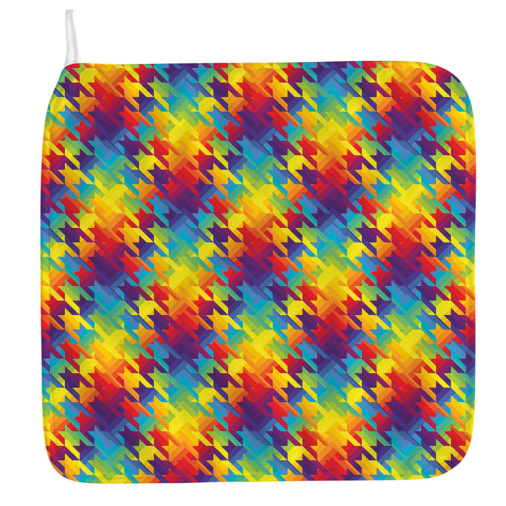 Rainbow Houndstooth Pattern Print Hand Towel