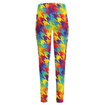 Rainbow Houndstooth Pattern Print High-Waisted Pocket Leggings
