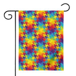 Rainbow Houndstooth Pattern Print House Flag