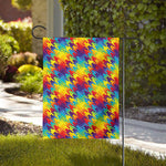 Rainbow Houndstooth Pattern Print House Flag