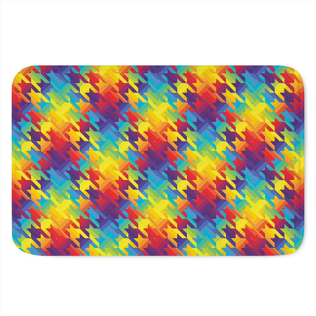 Rainbow Houndstooth Pattern Print Indoor Door Mat