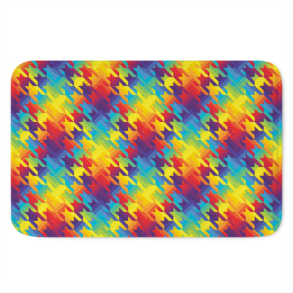 Rainbow Houndstooth Pattern Print Indoor Door Mat
