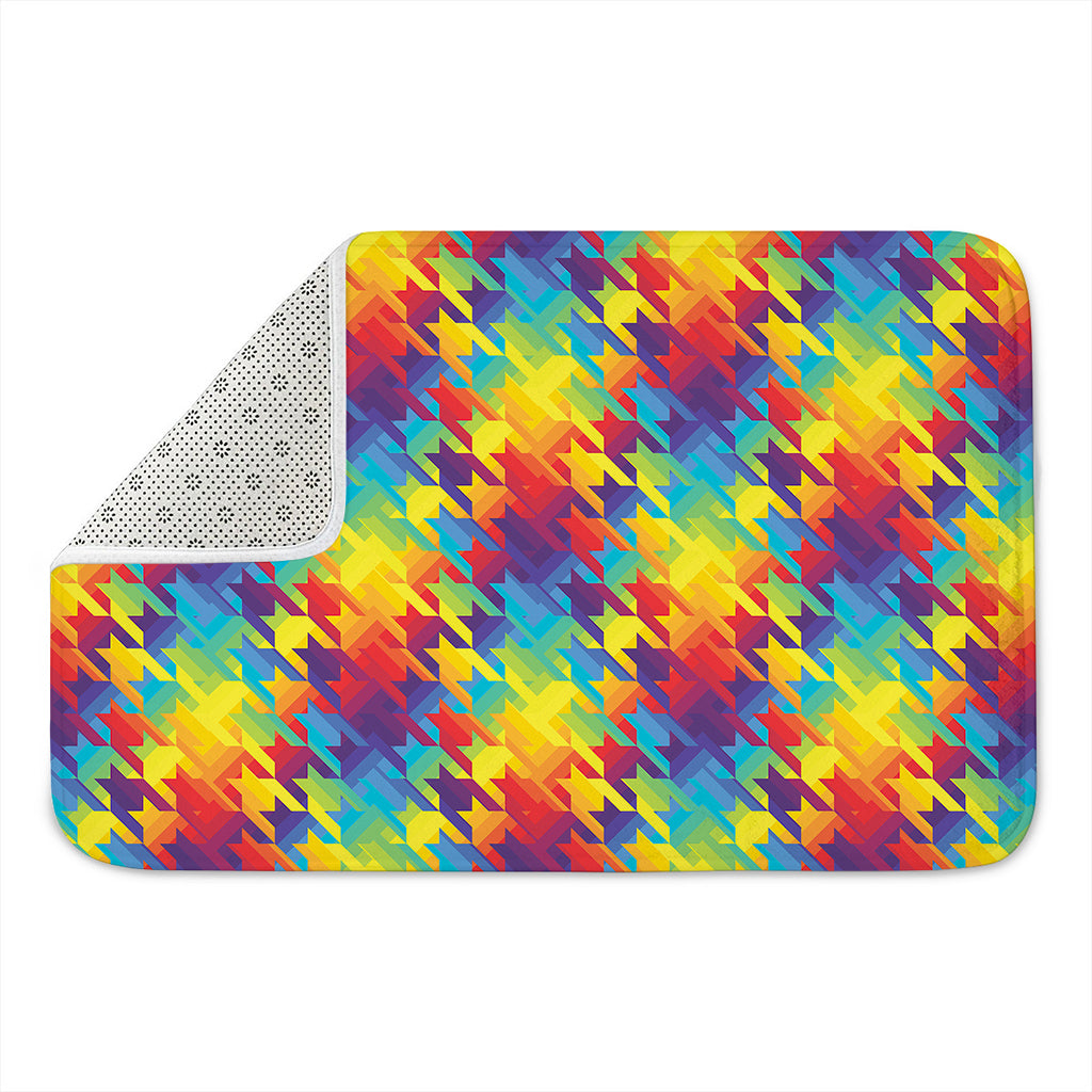 Rainbow Houndstooth Pattern Print Indoor Door Mat