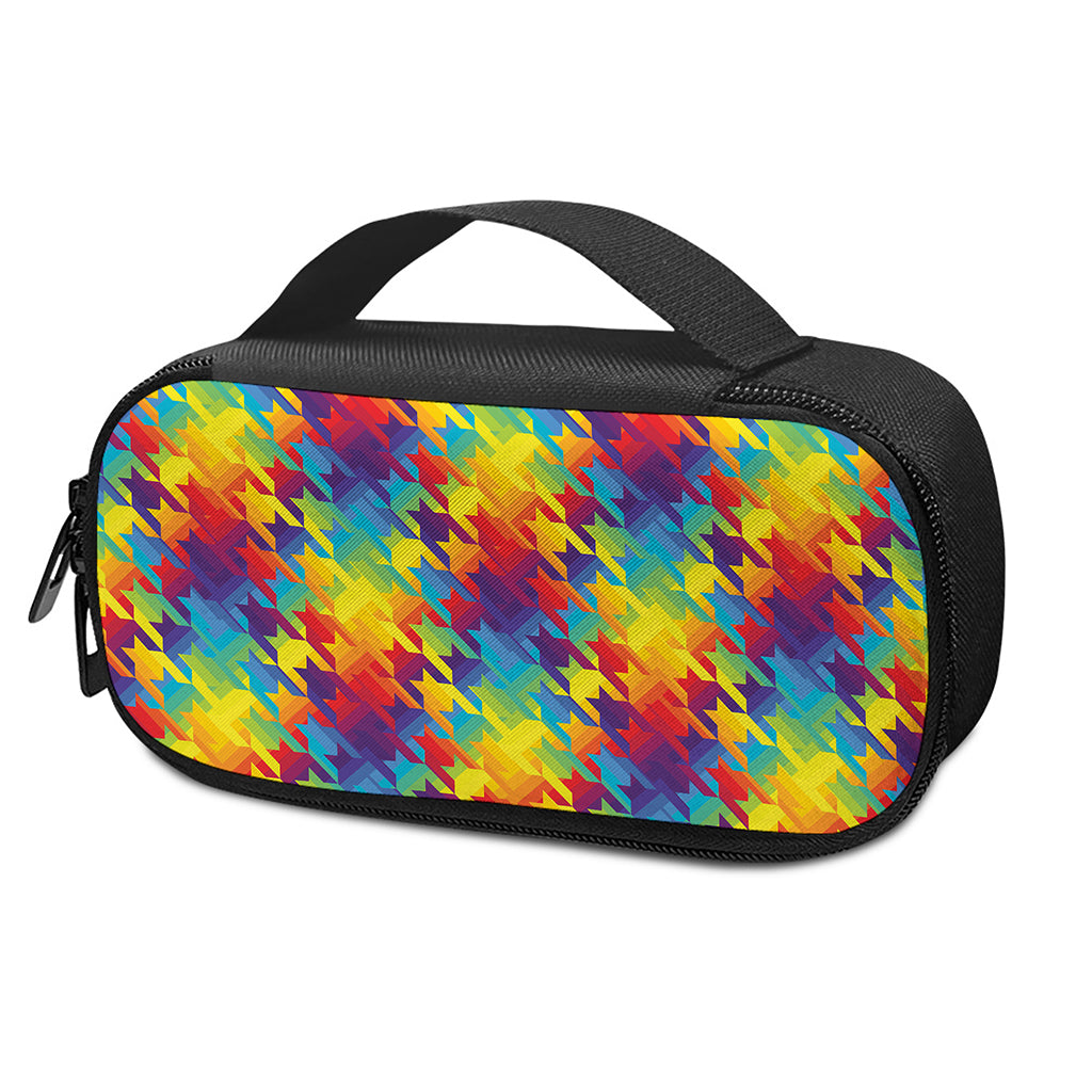 Rainbow Houndstooth Pattern Print Insulin Cooler Travel Case