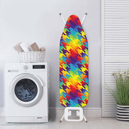 Rainbow Houndstooth Pattern Print Ironing Board Cover