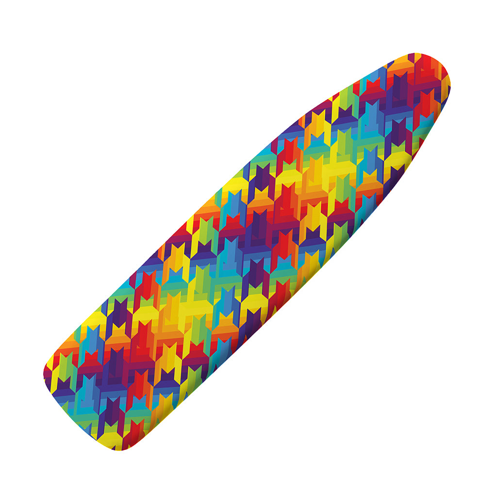 Rainbow Houndstooth Pattern Print Ironing Board Cover