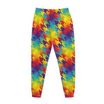 Rainbow Houndstooth Pattern Print Jogger Pants