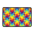 Rainbow Houndstooth Pattern Print Kitchen Mat