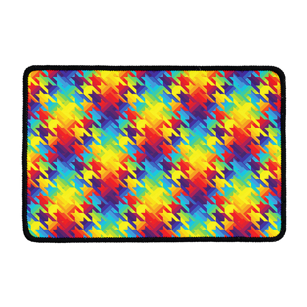Rainbow Houndstooth Pattern Print Kitchen Mat