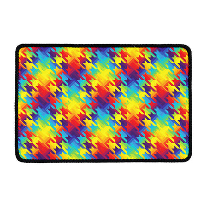 Rainbow Houndstooth Pattern Print Kitchen Mat