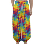 Rainbow Houndstooth Pattern Print Lantern Pants