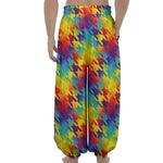 Rainbow Houndstooth Pattern Print Lantern Pants