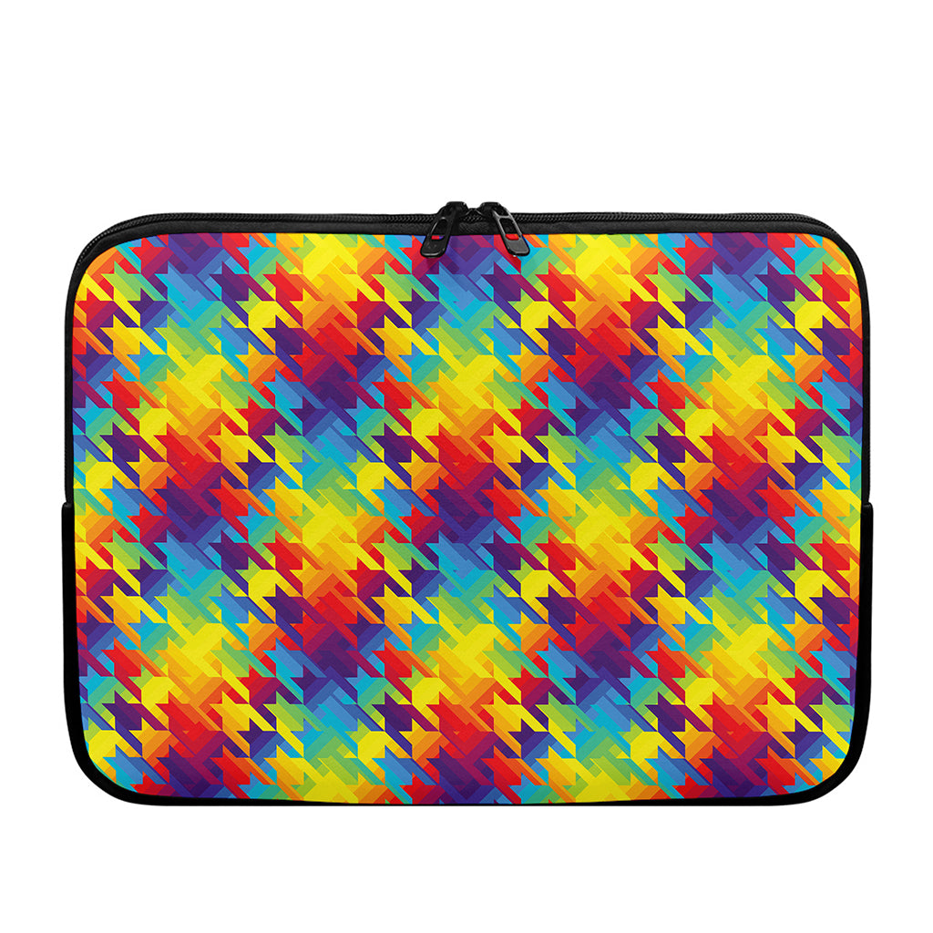 Rainbow Houndstooth Pattern Print Laptop Sleeve