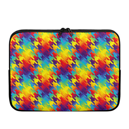 Rainbow Houndstooth Pattern Print Laptop Sleeve