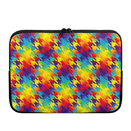 Rainbow Houndstooth Pattern Print Laptop Sleeve