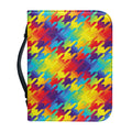 Rainbow Houndstooth Pattern Print Leather Bible Cover