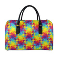Rainbow Houndstooth Pattern Print Leather Duffel Bag
