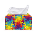 Rainbow Houndstooth Pattern Print Leather Tissue Box Cover