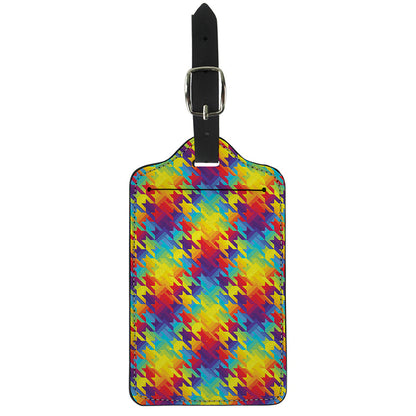 Rainbow Houndstooth Pattern Print Luggage Tag