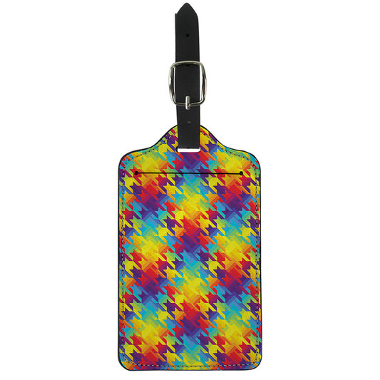Rainbow Houndstooth Pattern Print Luggage Tag