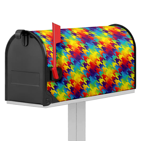 Rainbow Houndstooth Pattern Print Mailbox Cover