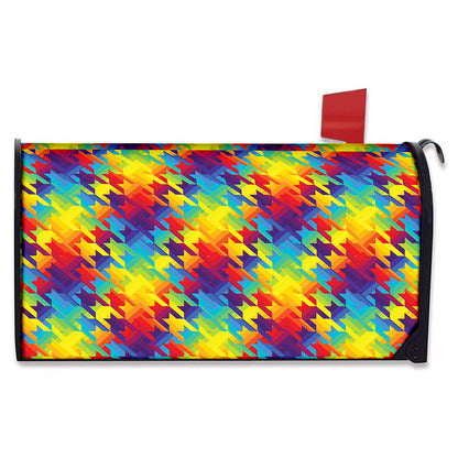 Rainbow Houndstooth Pattern Print Mailbox Cover