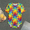 Rainbow Houndstooth Pattern Print Men's Bodysuit