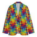 Rainbow Houndstooth Pattern Print Men's Cotton Blazer
