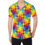 Rainbow Houndstooth Pattern Print Men's Shirt