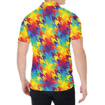 Rainbow Houndstooth Pattern Print Men's Shirt