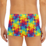 Rainbow Houndstooth Pattern Print Men's Short Boxer Briefs